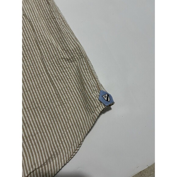 Cremieux Classics Men’s Seersucker Button-Down Shirt Size M Beige Stripped - Picture 4 of 11